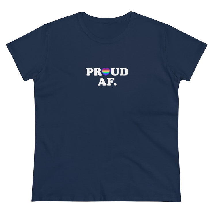 Proud AF Heart Love Pride Month Women's Heavy Cotton Tee